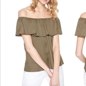 Sanctuary Misha Off the Shoulder Olive Green Top